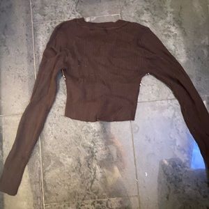 Garage long sleeve brown v next crop top